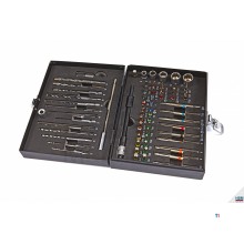 HBM 67-osainen teräsarja, joka sisältää kannet, porat ja pikavaihtoterän pidikkeet