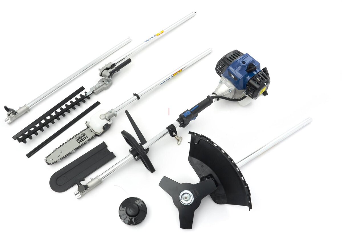 HBM 4 i 1 børsteklipper / gresstrimmer / hekksaks / motorsag / tresag - 42,7 cc 