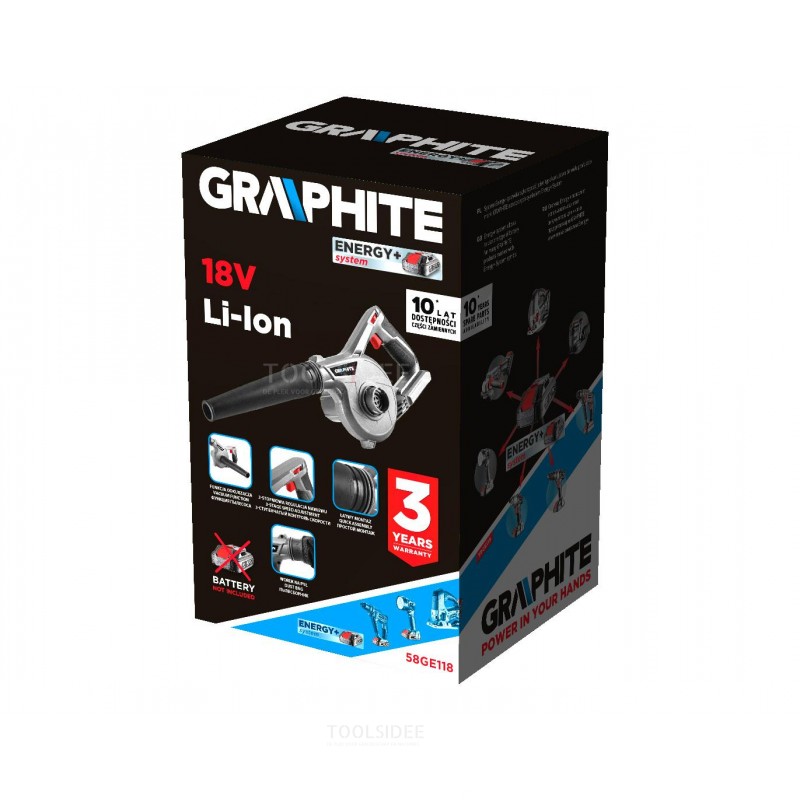 Souffleur/aspirateur de feuilles GRAPHITE 18v li-ion, énergie +