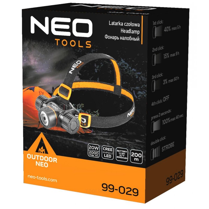 NEO Testa/Torcia CREE XPH50 - 2 LED a batteria