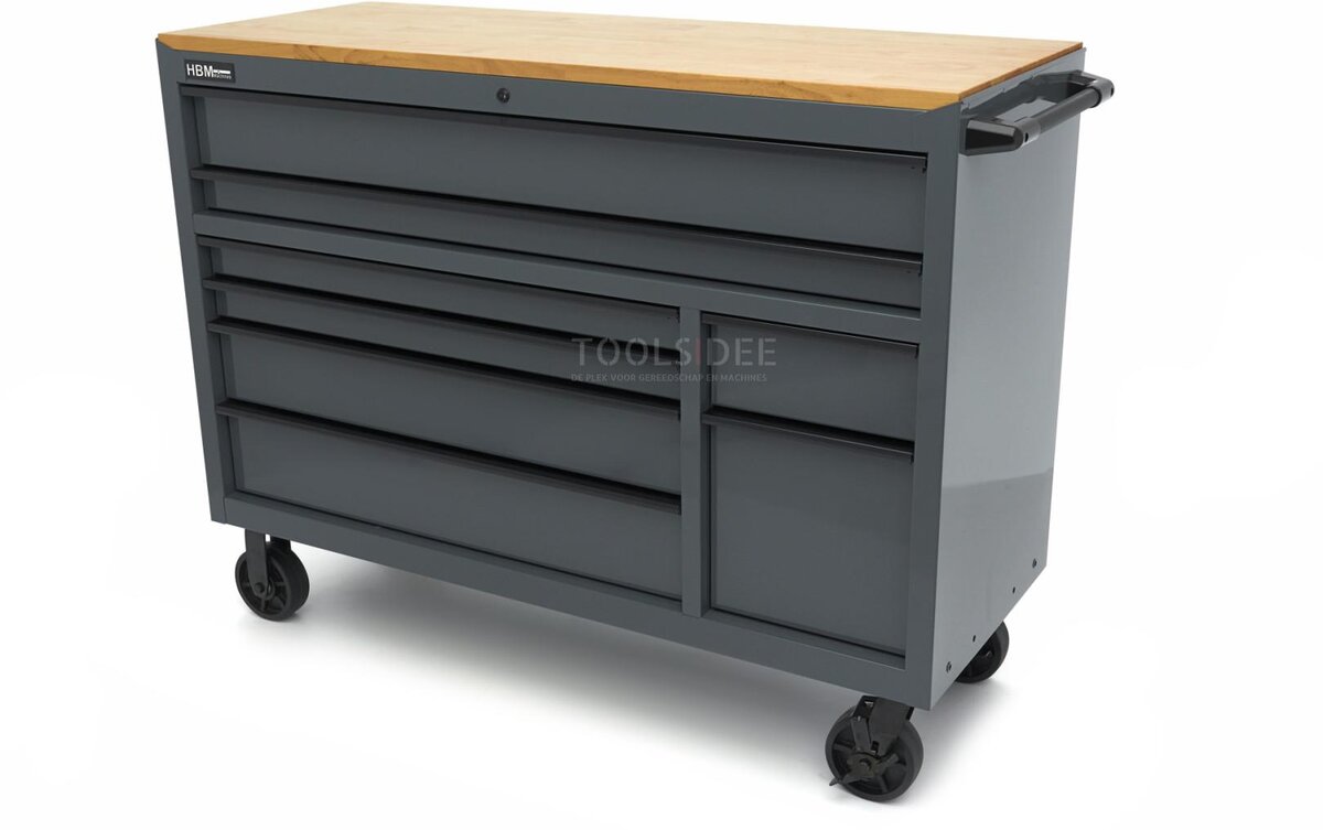 HBM Werkzeugwagen, 8 Schubladen, 142 cm, grau 