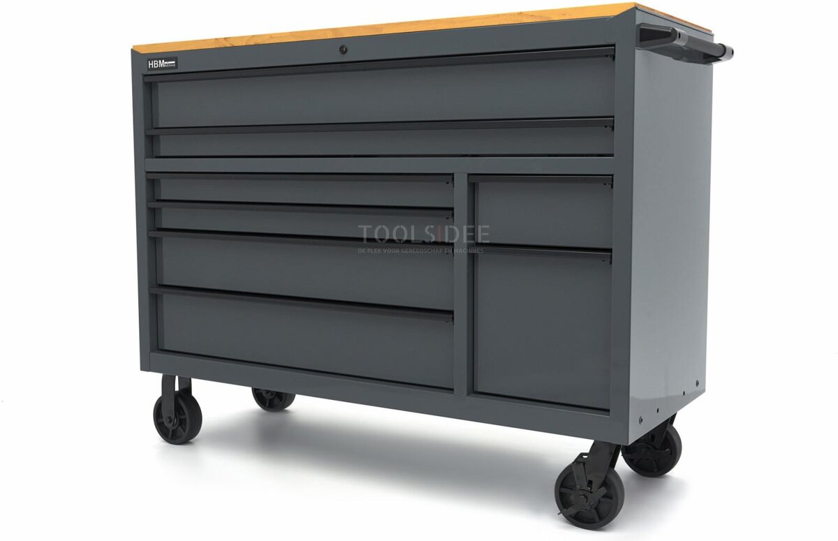 HBM Werkzeugwagen, 8 Schubladen, 142 cm, grau 