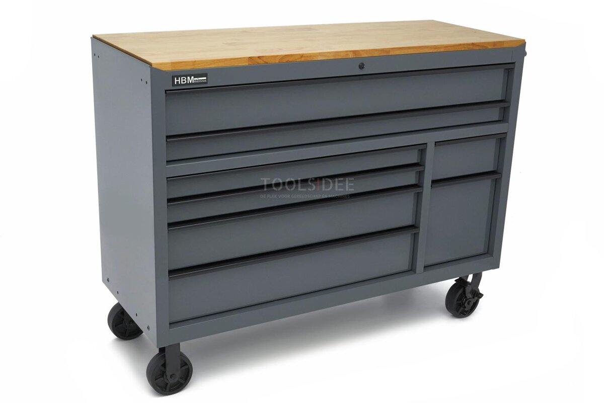 HBM Werkzeugwagen, 8 Schubladen, 142 cm, grau 