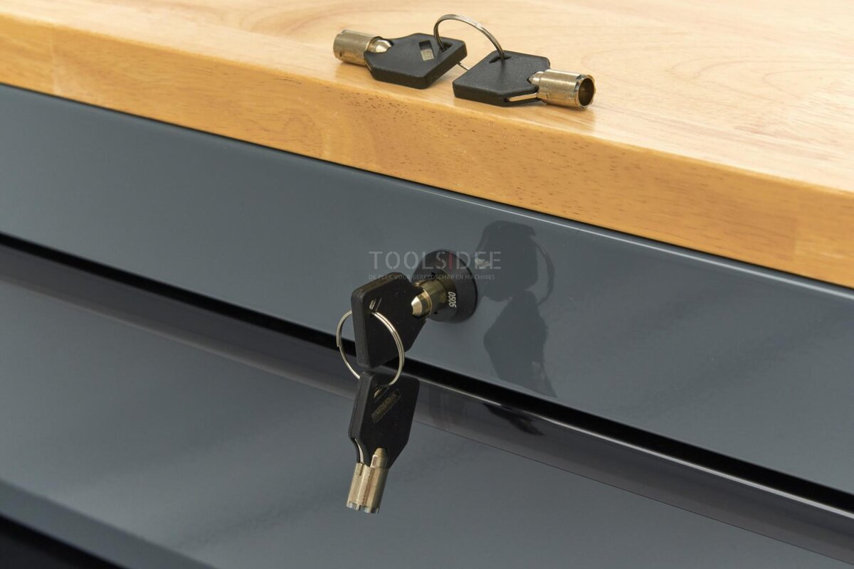 HBM Werkzeugwagen, 8 Schubladen, 142 cm, grau 