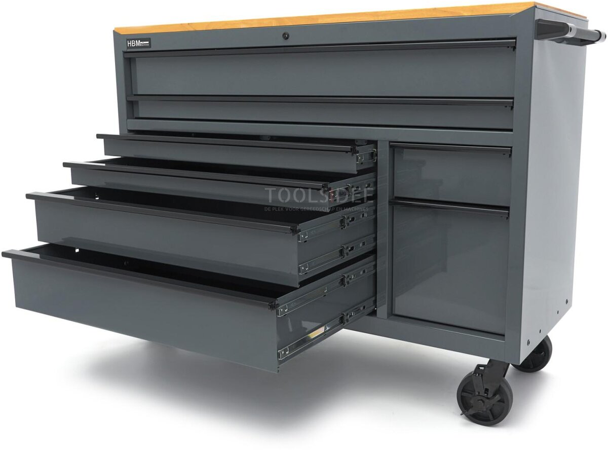 HBM Werkzeugwagen, 8 Schubladen, 142 cm, grau 
