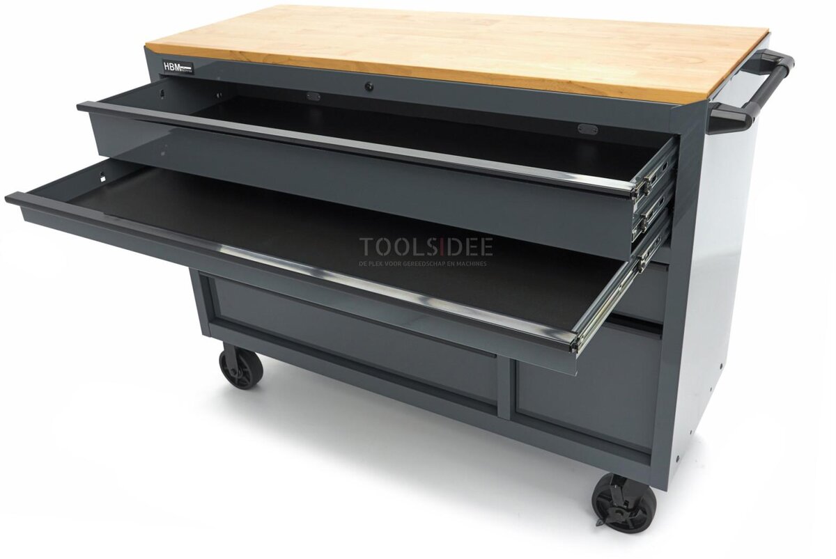 HBM Werkzeugwagen, 8 Schubladen, 142 cm, grau 