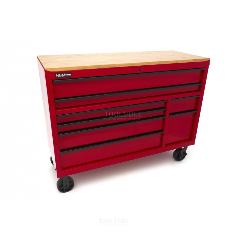 HBM gereedschapswagen, 8 laden, 142 cm, rood 