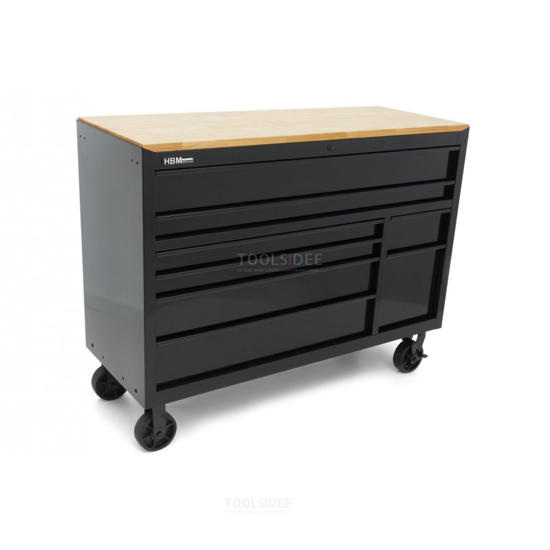 HBM tool trolley, 8 drawers, 142 cm, black 