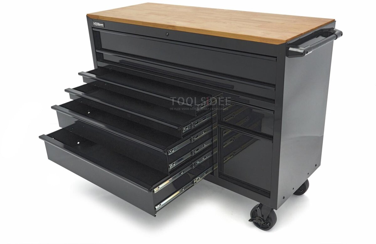 HBM værktøjsvogn, 8 skuffer, 142 cm, sort HBM værktøjsvogn, 8 skuffer, 142 cm, sort