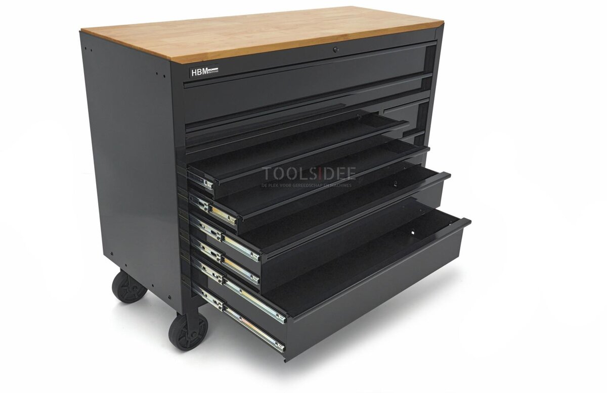 HBM værktøjsvogn, 8 skuffer, 142 cm, sort HBM værktøjsvogn, 8 skuffer, 142 cm, sort