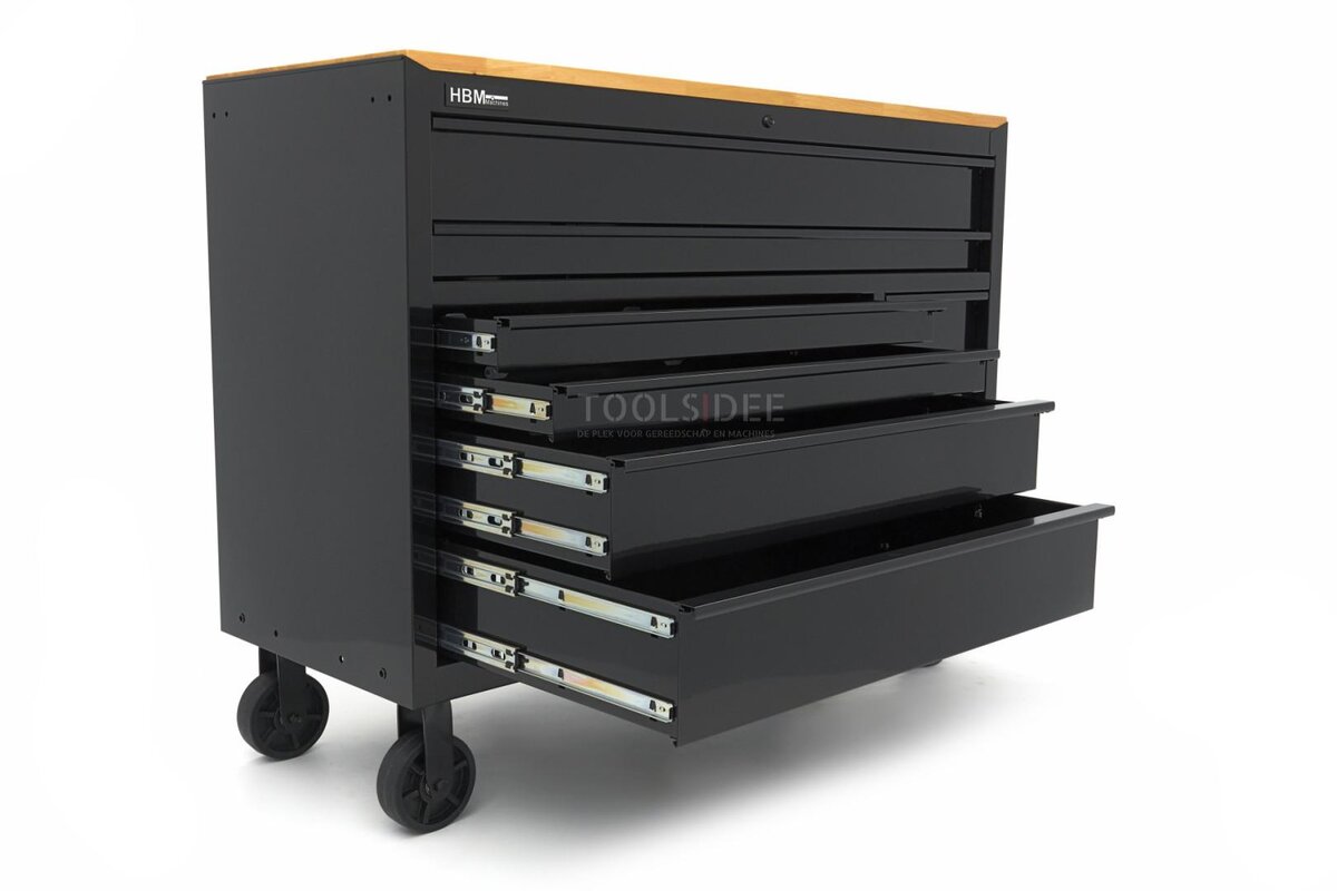 HBM værktøjsvogn, 8 skuffer, 142 cm, sort HBM værktøjsvogn, 8 skuffer, 142 cm, sort