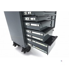 HBM verktøyvogn, 14 skuffer, 182 cm, grå 