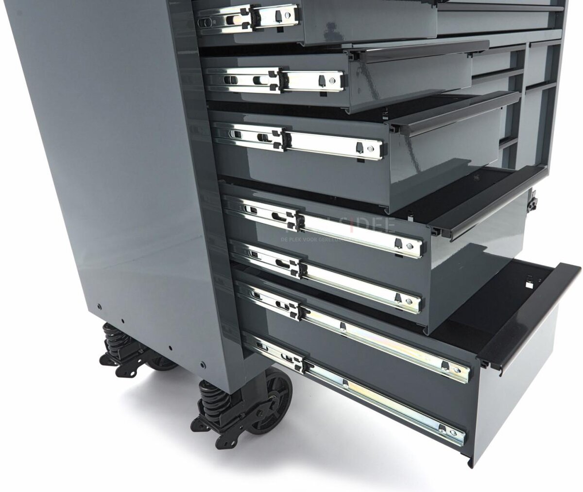HBM verktøyvogn, 14 skuffer, 182 cm, grå 