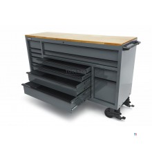 HBM verktøyvogn, 14 skuffer, 182 cm, grå 