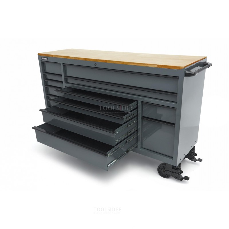 HBM tool trolley, 14 drawers, 182 cm, gray HBM tool trolley, 14 drawers, 182 cm, gray