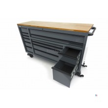 HBM verktøyvogn, 14 skuffer, 182 cm, grå 