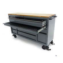 HBM verktøyvogn, 14 skuffer, 182 cm, grå 