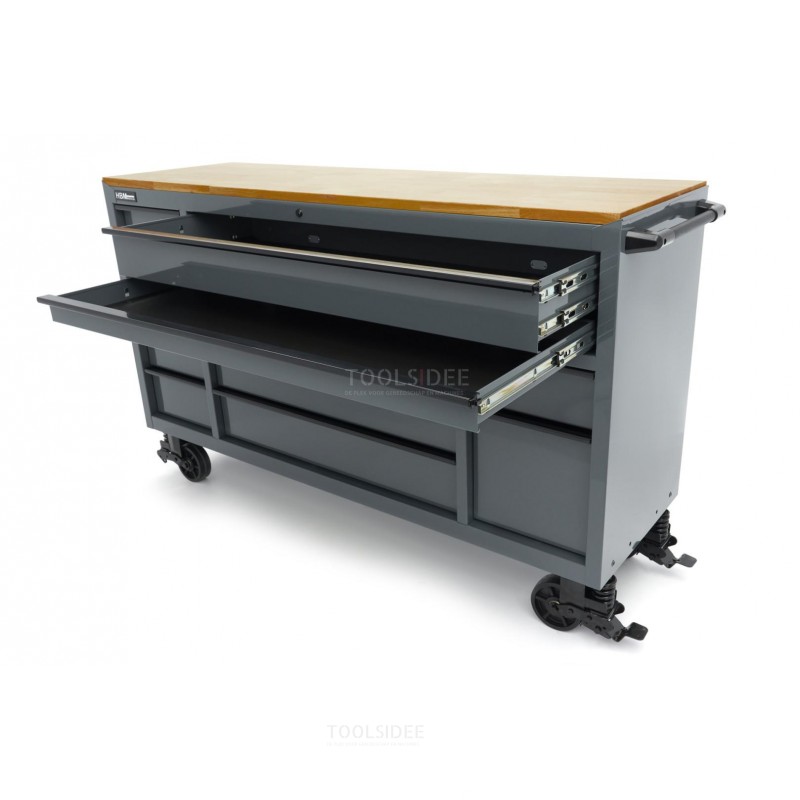 HBM tool trolley, 14 drawers, 182 cm, gray HBM tool trolley, 14 drawers, 182 cm, gray