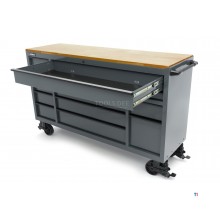 HBM verktøyvogn, 14 skuffer, 182 cm, grå 