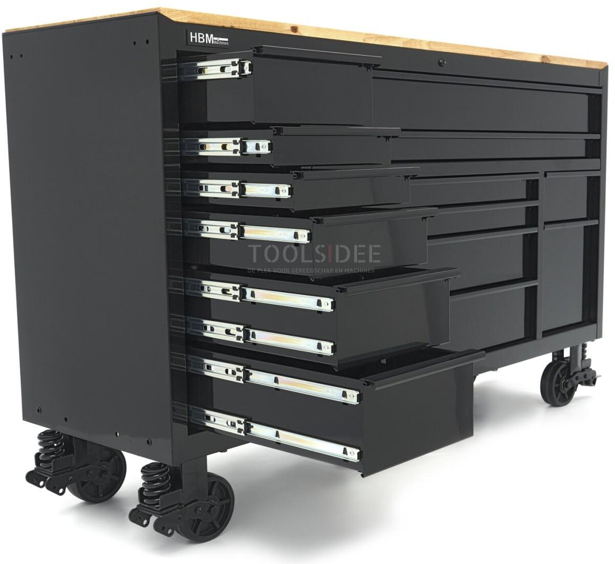 HBM Werkzeugwagen, 14 Schubladen, 182 cm, schwarz 