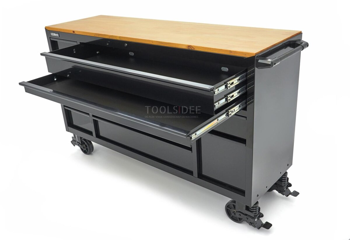 HBM Werkzeugwagen, 14 Schubladen, 182 cm, schwarz 