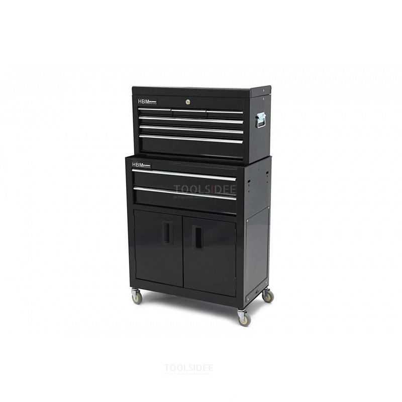 HBM tool trolley including top cabinet, black, model 2 HBM tool trolley including top cabinet, black, model 2