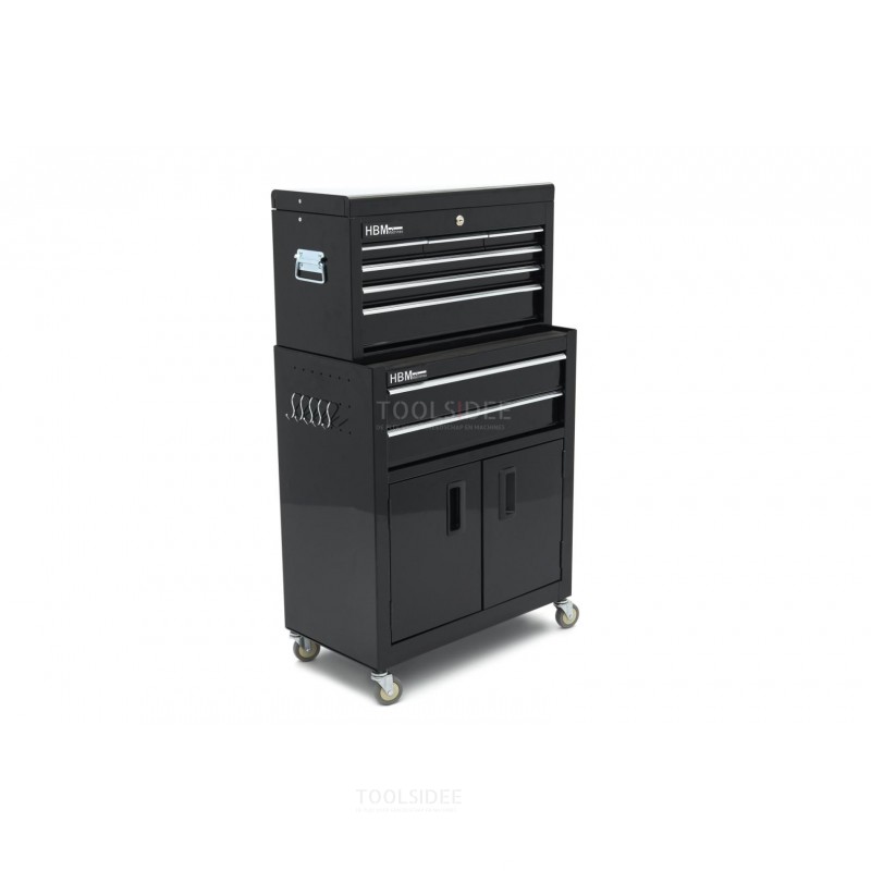 HBM tool trolley including top cabinet, black, model 2 HBM tool trolley including top cabinet, black, model 2