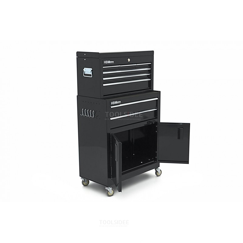 HBM tool trolley including top cabinet, black, model 2 HBM tool trolley including top cabinet, black, model 2