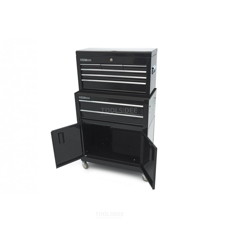 HBM tool trolley including top cabinet, black, model 2 HBM tool trolley including top cabinet, black, model 2