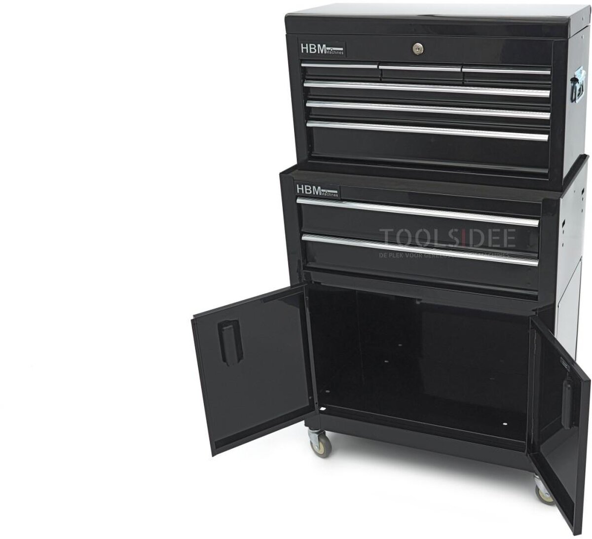 HBM Werkzeugwagen inklusive Oberschrank, schwarz, Modell 2 