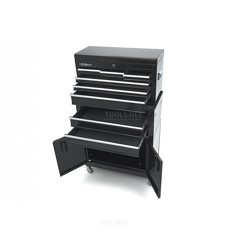 HBM tool trolley including top cabinet, black, model 2 HBM tool trolley including top cabinet, black, model 2
