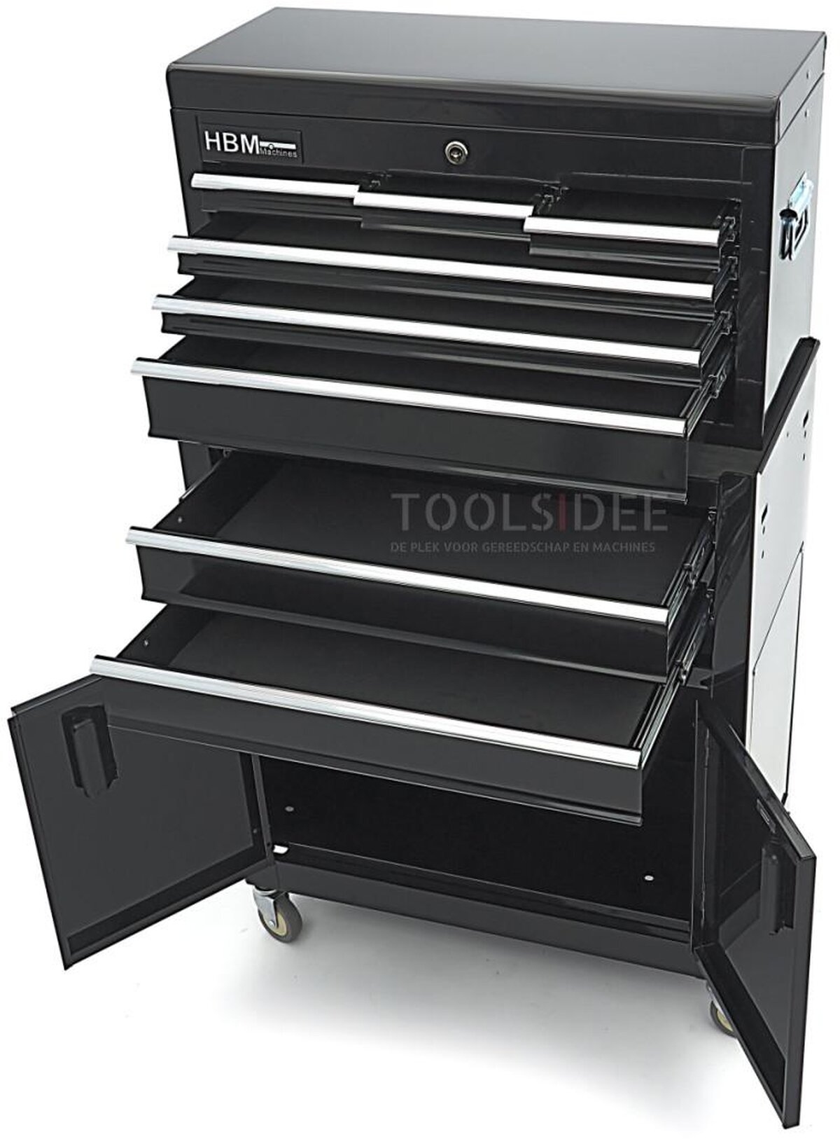 HBM Werkzeugwagen inklusive Oberschrank, schwarz, Modell 2 