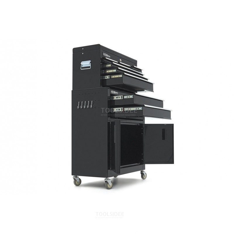HBM tool trolley including top cabinet, black, model 2 HBM tool trolley including top cabinet, black, model 2