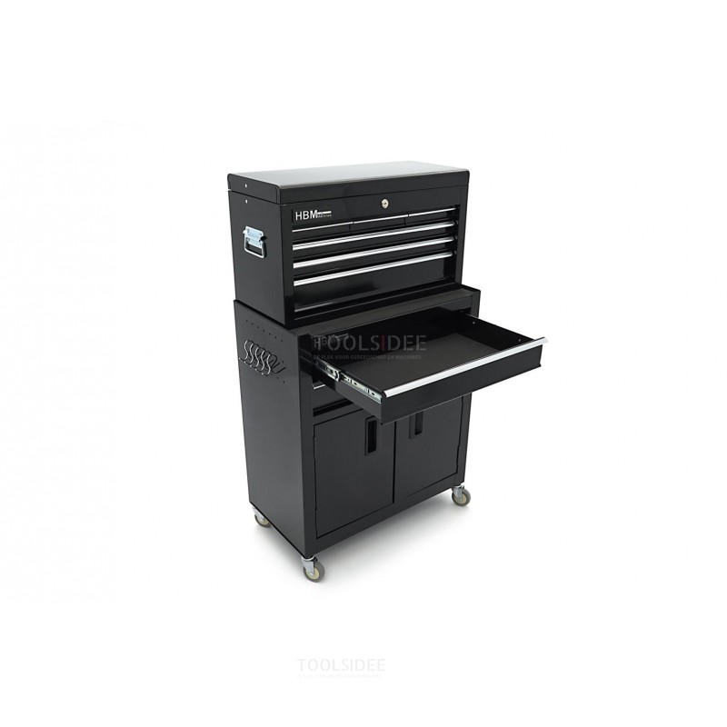 HBM tool trolley including top cabinet, black, model 2 HBM tool trolley including top cabinet, black, model 2