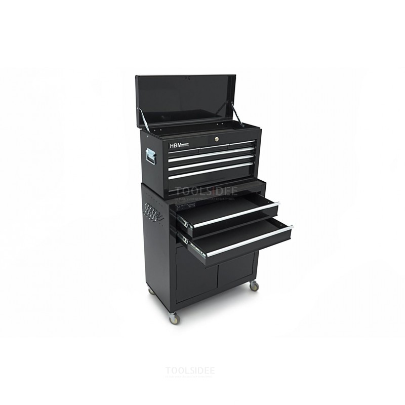 HBM tool trolley including top cabinet, black, model 2 HBM tool trolley including top cabinet, black, model 2