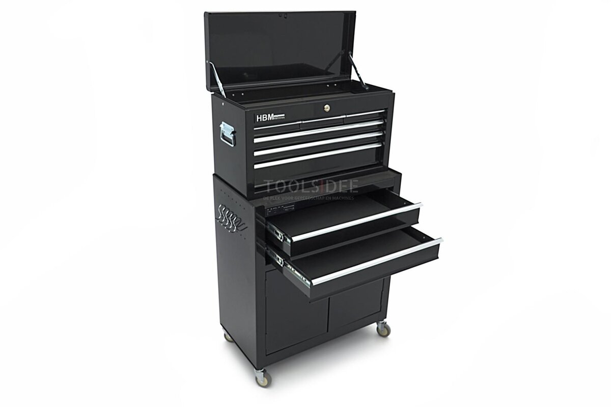 HBM Werkzeugwagen inklusive Oberschrank, schwarz, Modell 2 