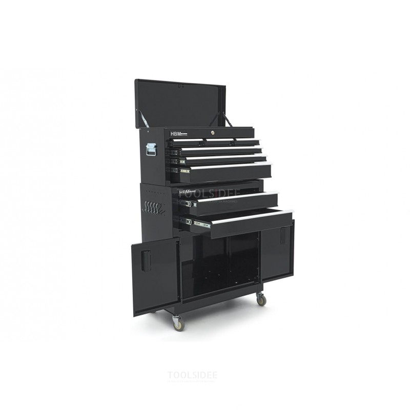 HBM tool trolley including top cabinet, black, model 2 HBM tool trolley including top cabinet, black, model 2