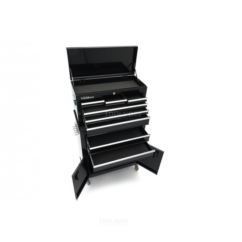 HBM tool trolley including top cabinet, black, model 2 HBM tool trolley including top cabinet, black, model 2
