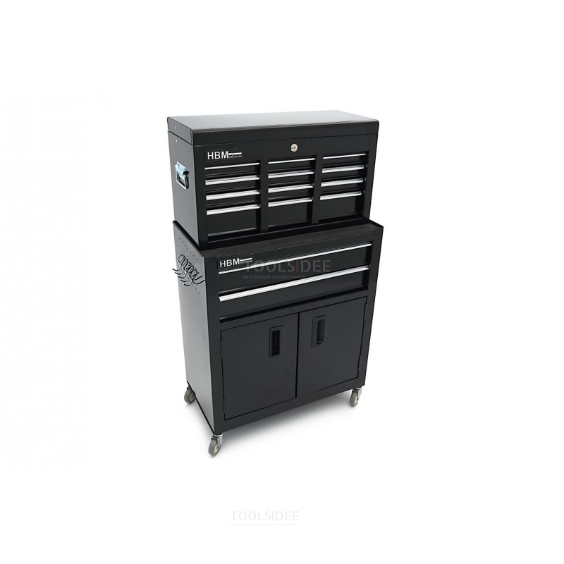 HBM tool trolley including top cabinet, black, model 2 HBM tool trolley including top cabinet, black, model 2