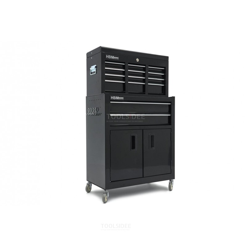 HBM tool trolley including top cabinet, black, model 2 HBM tool trolley including top cabinet, black, model 2