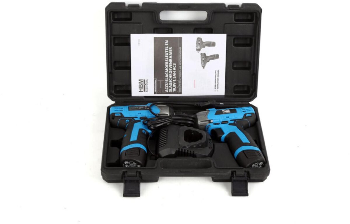 HBM batteridrevet slagnøkkel og slagskrutrekker 10,8 Volt HBM batteridrevet slagnøkkel og slagskrutrekker 10,8 Volt
