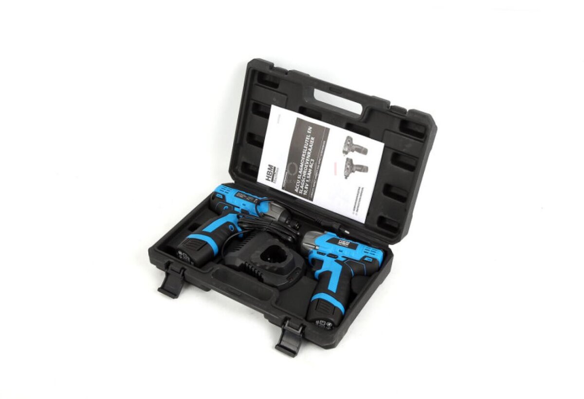 HBM batteridrevet slagnøkkel og slagskrutrekker 10,8 Volt HBM batteridrevet slagnøkkel og slagskrutrekker 10,8 Volt