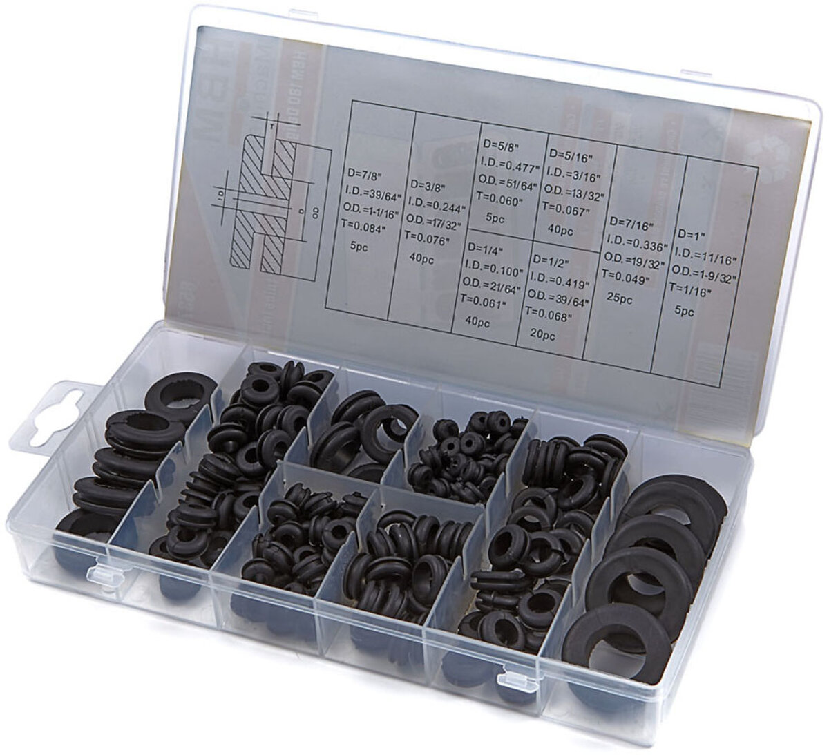  HBM 180 kpl Valikoima kuljetusläpivientejä Tuumakoot