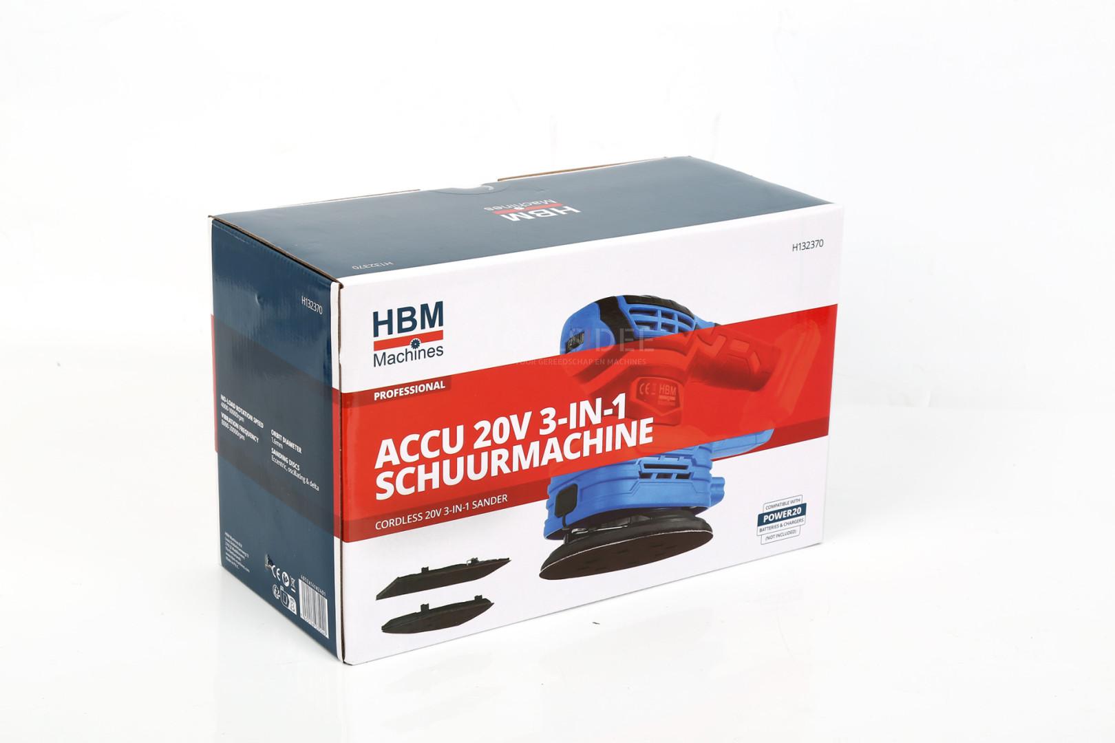 HBM 3-i-1 multifunktionel trådløs slibemaskine 20 Volt Power20 HBM 3-i-1 multifunktionel trådløs slibemaskine 20 Volt Power20