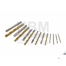 HBM 7-piece tin-coated machine tap set m3-12 including matching drills