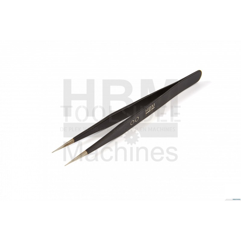 HBM professional anti magnetic stainless steel tweezers with pointed jaw short st-28