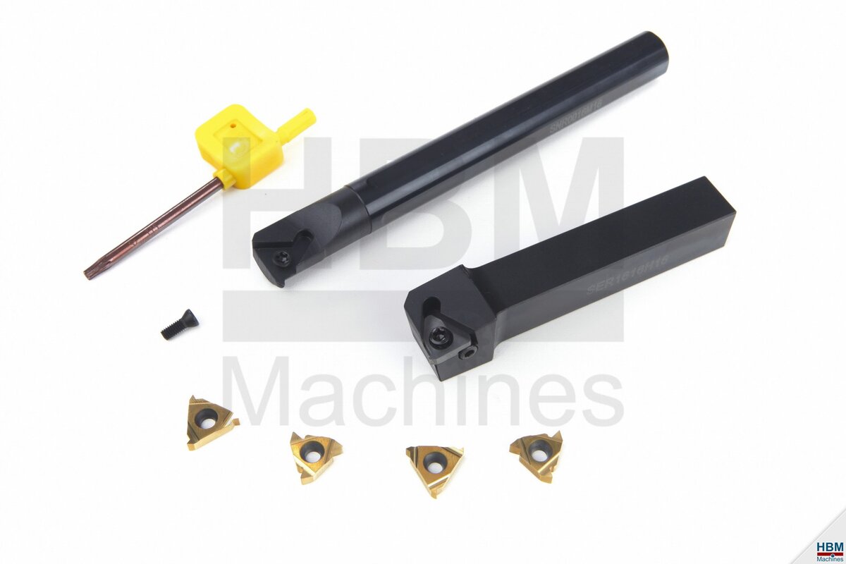 Hbm 9-delt indvendigt og udvendigt gevindskæreværktøjssæt med hm-indsatser