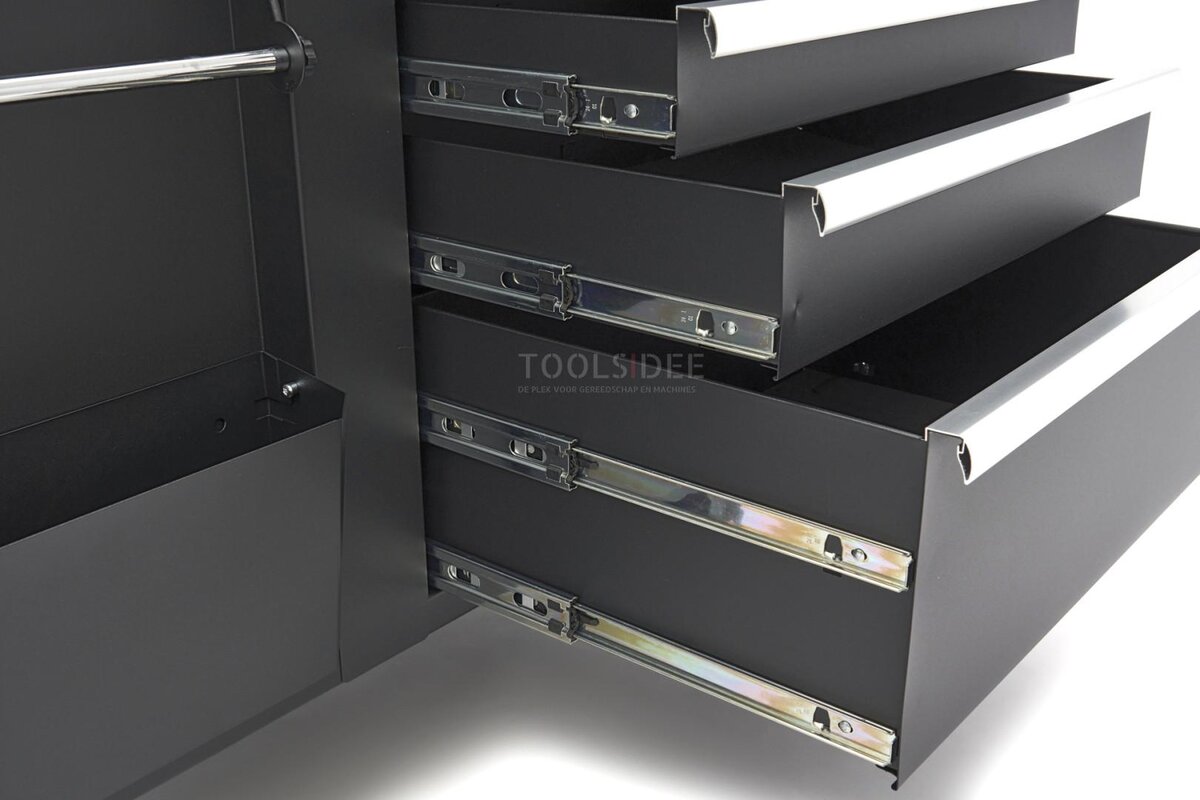 HBM mobile tool trolley, workbench 114 cm with wooden worktop, black HBM mobile tool trolley, workbench 114 cm with wooden worktop, black