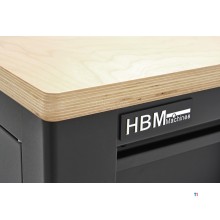 HBM mobile tool trolley, workbench 114 cm with wooden worktop, black HBM mobile tool trolley, workbench 114 cm with wooden worktop, black