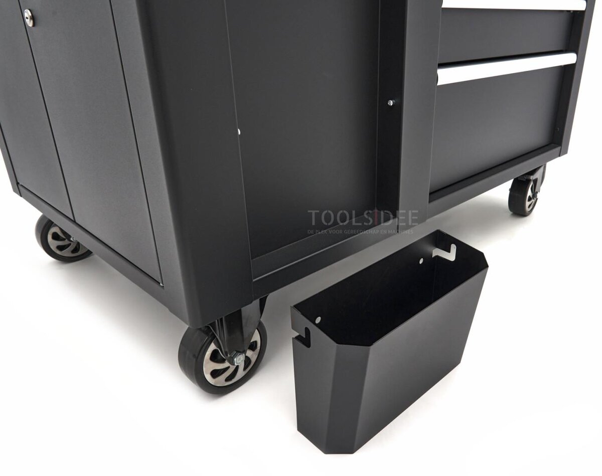 HBM mobile tool trolley, workbench 114 cm with wooden worktop, black HBM mobile tool trolley, workbench 114 cm with wooden worktop, black